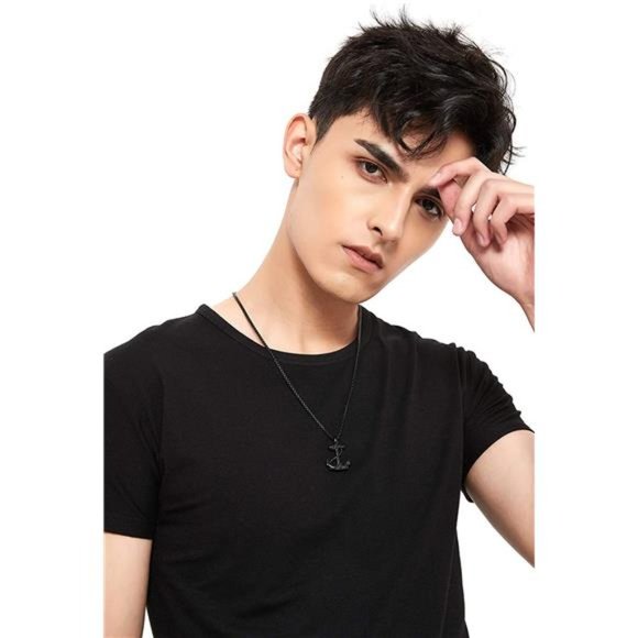 Lemu Jewelry Men's Nautical Anchor Necklace - Picture 3 of 7